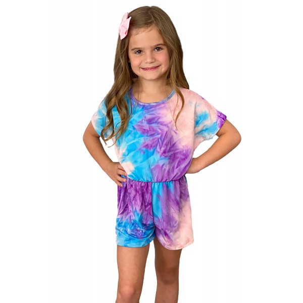 Purple Tie-dye Short Sleeve Little Girl Romper