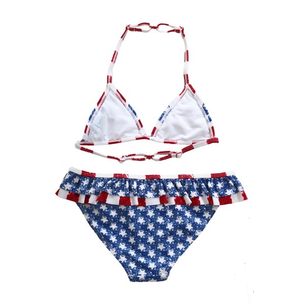 Layered Ruffle Trim American Flag Bathing Suit