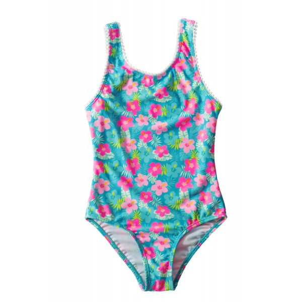 Little Girl’s Flower Print One Piece Swimsuit