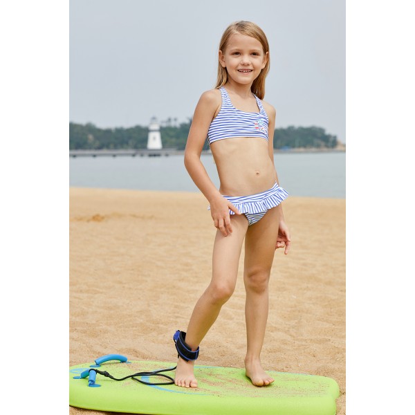 Blue Nautical Stripes Toddler Girls Bikini Swimwear
