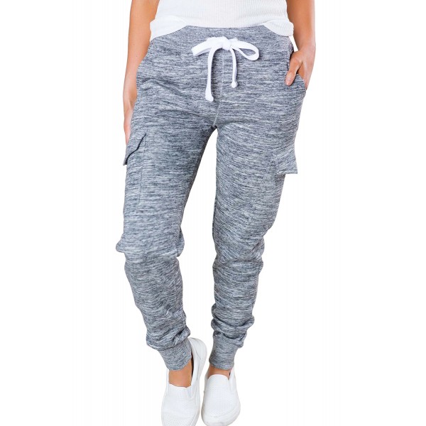 Heathered Gray Pocketed Casual Joggers