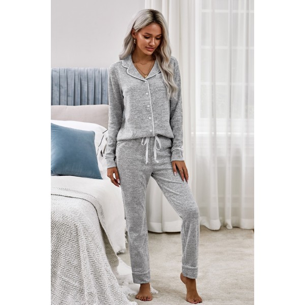 Gray Sound Asleep Button Pajama Set
