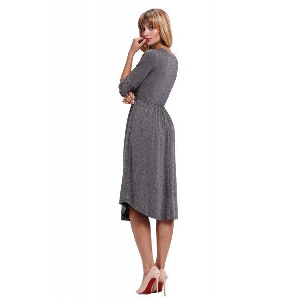 Gray Ruffle Sleeve Midi Jersey Dress