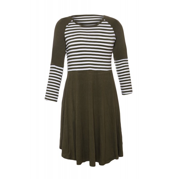 Olive Chic Blocked Stripe Jersey Dress