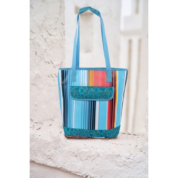 Floral Splicing Serape PU Tote Bag