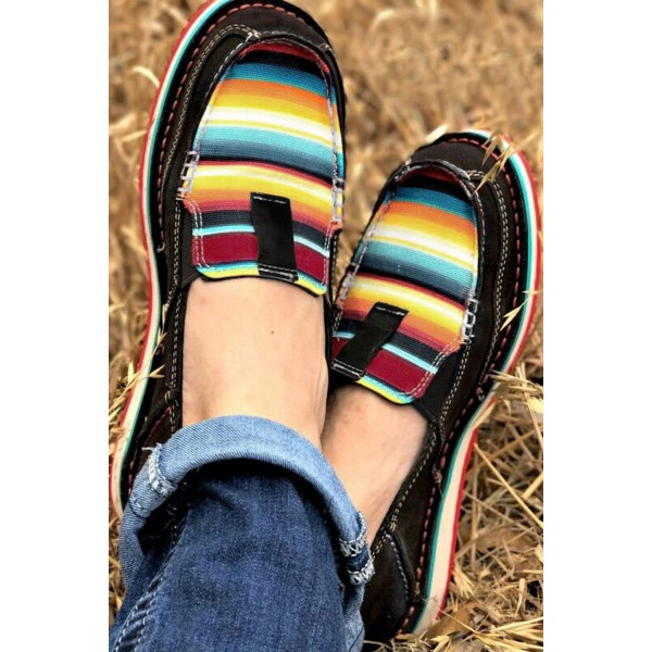 Striped Splicing Flat Canvas Sneakers