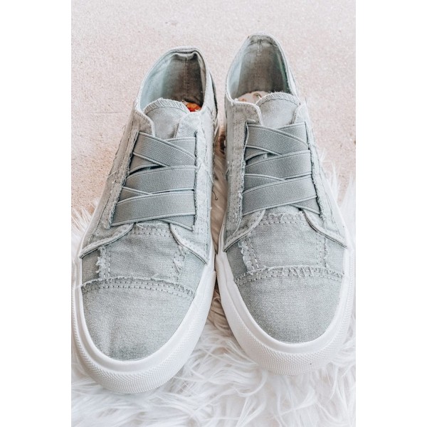 Gray Contrast Stitching Elastic Upper Vamp Canvas