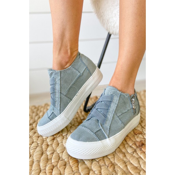 Gray Contrast Stitching Elastic Upper Vamp Canvas