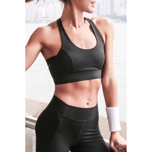 Black Athletic Push Up Sports Bra