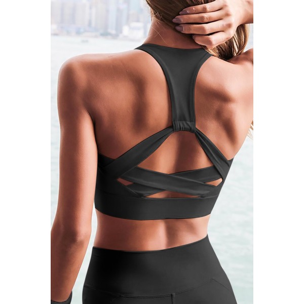 Black Athletic Push Up Sports Bra