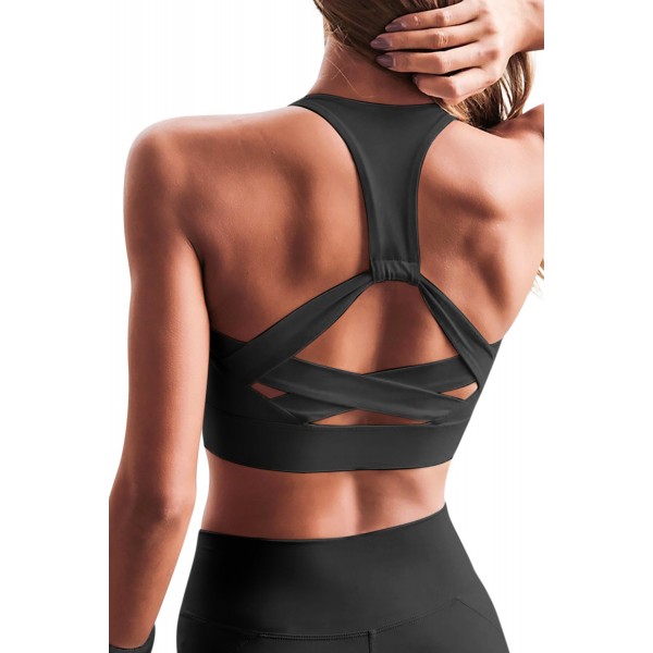 Black Athletic Push Up Sports Bra