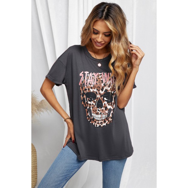 Stay Wild Leopard Skull Tee