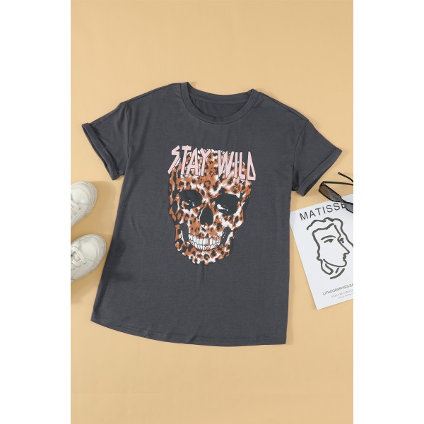 Stay Wild Leopard Skull Tee